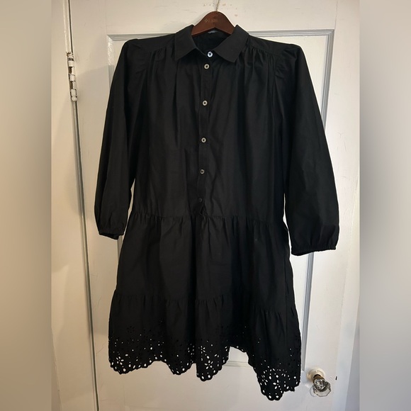 GAP women’s large puff sleeve shirtdress breezy tiered with eyelet hem - Picture 1 of 7